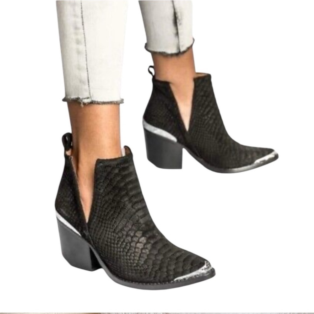 Jeffrey Campbell Black and Silver Ankle Boots